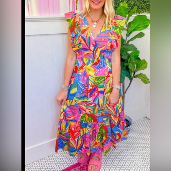 SugarLips Colorful Ruffled Maxi Dress - Picture 1 of 2